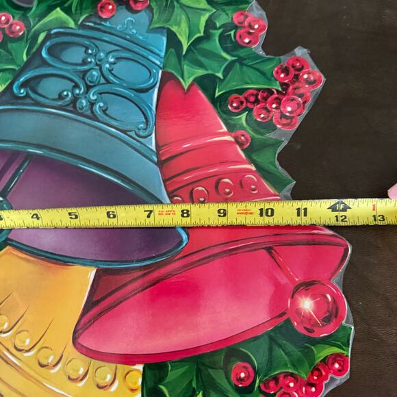 Vintage Christmas Holiday 4 Cut Outs Bell Candy Cane Poinsettia Bird Candle USA - Picture 12 of 12